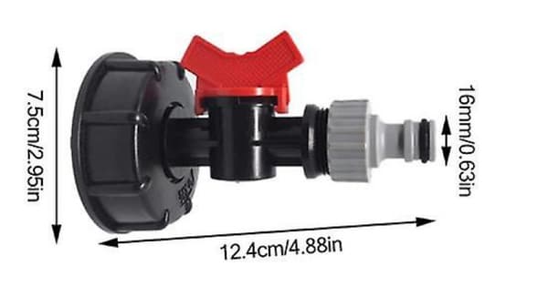 S60x6 IBC Vanntank Adapter Ventil Kran Tank 1000 Liter 3/4\" Hageslange