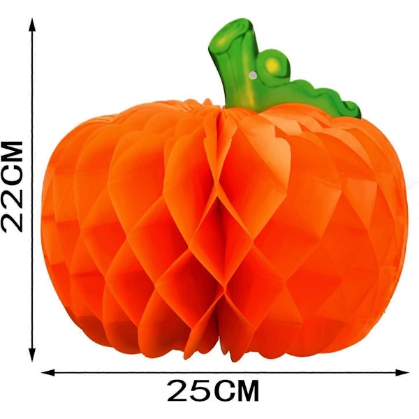 4 stykker 3D papir græskar honeycomb hængende dekoration