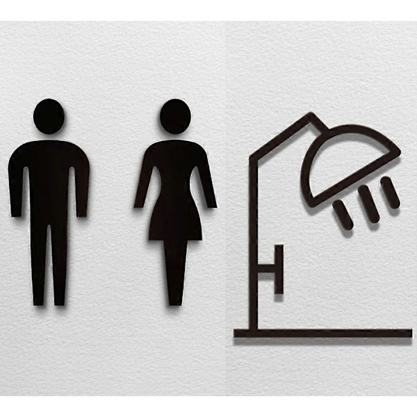 Skilte - Præget Toiletskilt (11x18 cm) Toilet Design Selvklæbende Sæt. Herre Dame Toiletplader Brusebad Badeværelse - Klistermærker til Toiletter (