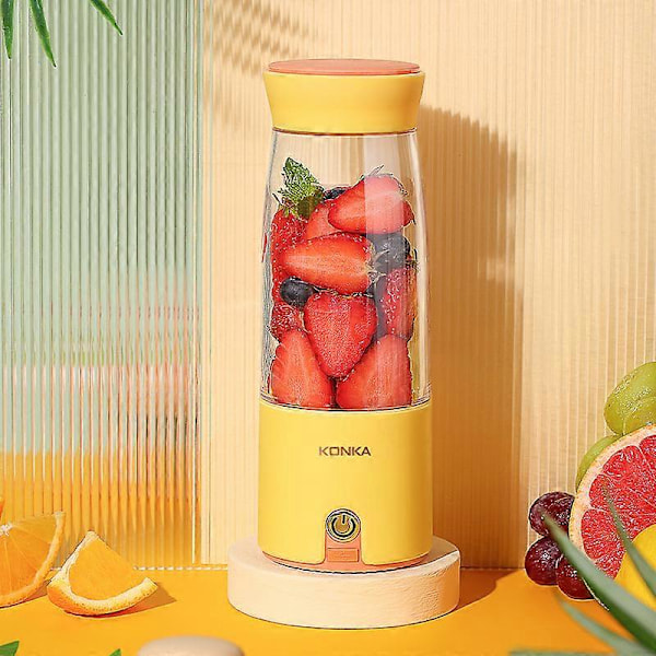 Liten trådlös mini-juicepress för hushållsbruk, uppladdningsbar elektrisk juicekopp, portabel juicekopp