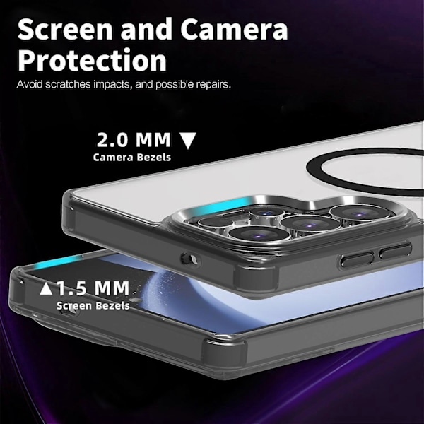 (Svart) För Samsung Galaxy S25 Ultra Skal Kompatibelt med MagSafe TPU+PC Transparent Mobilskal Svart