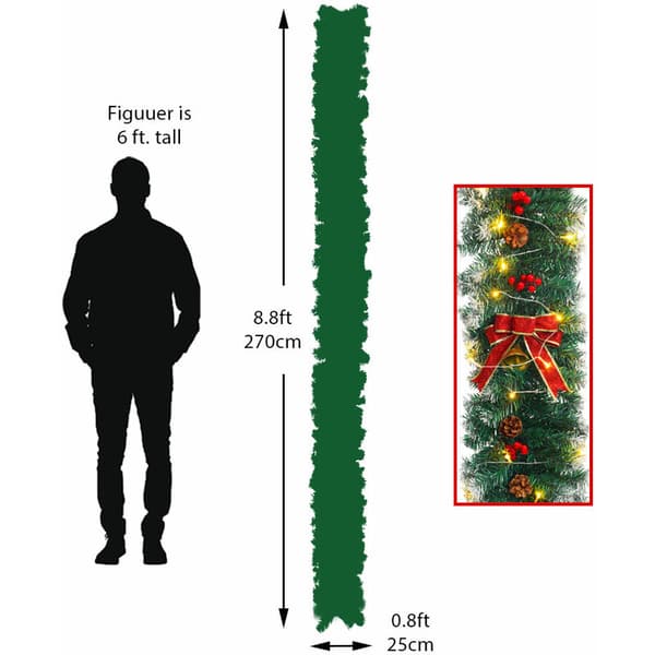 270CM Juleguirlande 50 LED Lys Op Julepynt