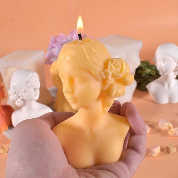 Silikone lysform, 3D kvinde med lukkede øjne - Silikoneform - Silikone lysform - DIY lysform - Til fremstilling af duftlys (A)