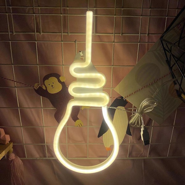 LED Neon Lys Nattlampe Ved Sengen Veggdekor Gult Lys