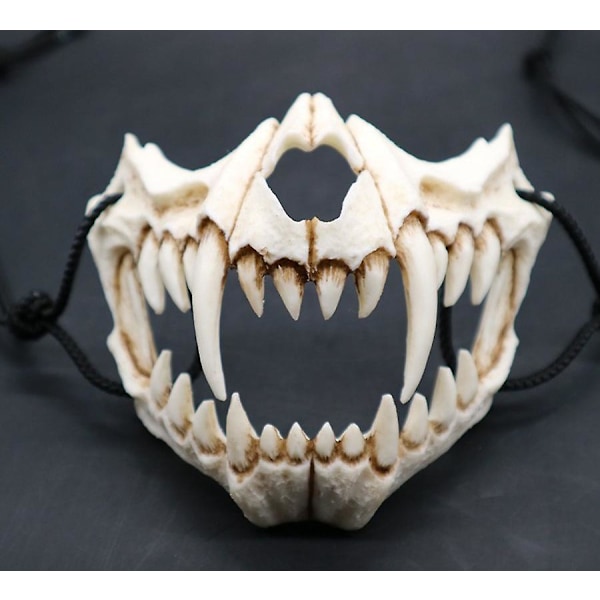 Japansk Halloween Mask Hartsmask Halv Ansikte Dödskalle Läskig Mask Cosplay Dekorativ