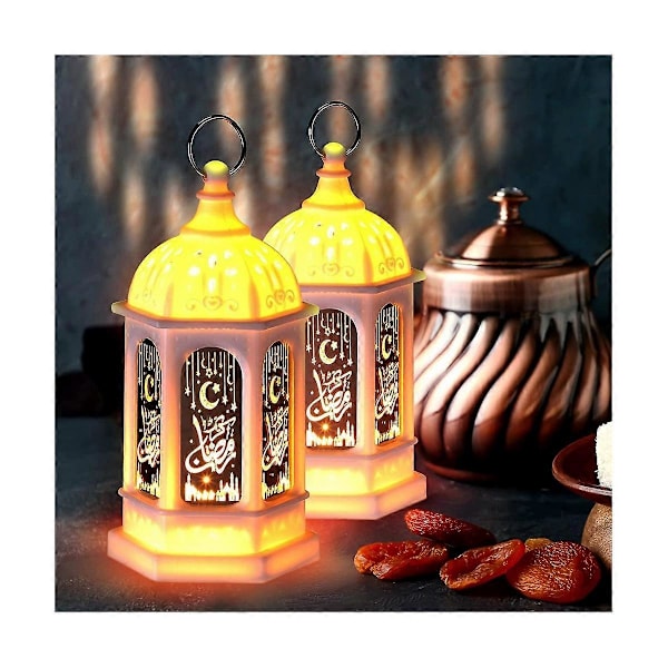 12 stk Mini Ramadan Candle Mubarak Lantern LED Eid Mubarak Lantern Måne Stjerne Lanterner Marokkansk Stil H