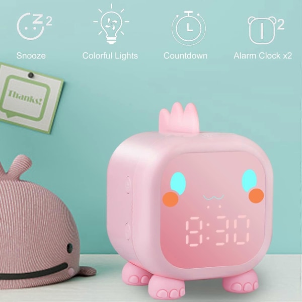 Digital Barnklocka, Dinosaurie Väckarklocka Pojkar och Flickor Väckarklocka med Snooze Ljus Nedräkning Alarm Justerbar Volym Barn Väckarklocka