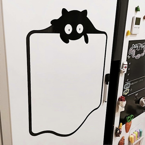 Magneettinen kalenteri jääkaappiin, muistilehtiö 40 x 30 cm, ateriasuunnitteluun ja ostoslistaan, musta kissa -kuvio, magneettitaulu