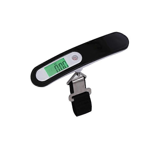 Bærbar Digital Bagagevægt Hængende Kuffertvægt med Tarafunktion 110 lb/ 50KG Kapacitet Sort