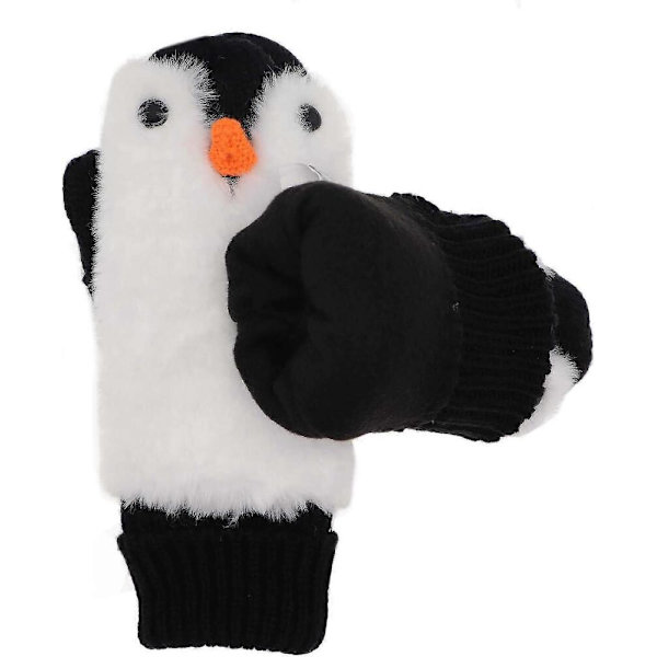 Dam Pingvin Vantar Handskar Vinter Varm Foder Mysig Stickad Fluffig Luddig Fuskpäls Vante Premium