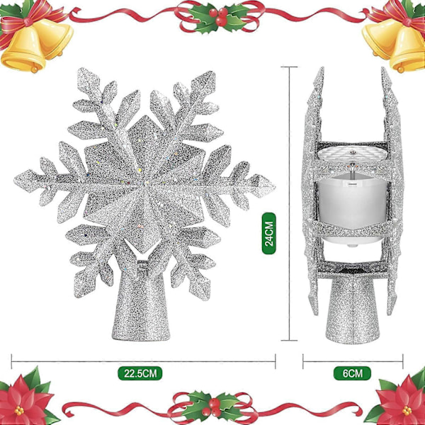 Snøfnugg Juletretopper 3D Projektor Roterende Stjerne Juletre LED Tretopp Lysende Roterende Juletrepynt for Innendørs Utendørs Jul