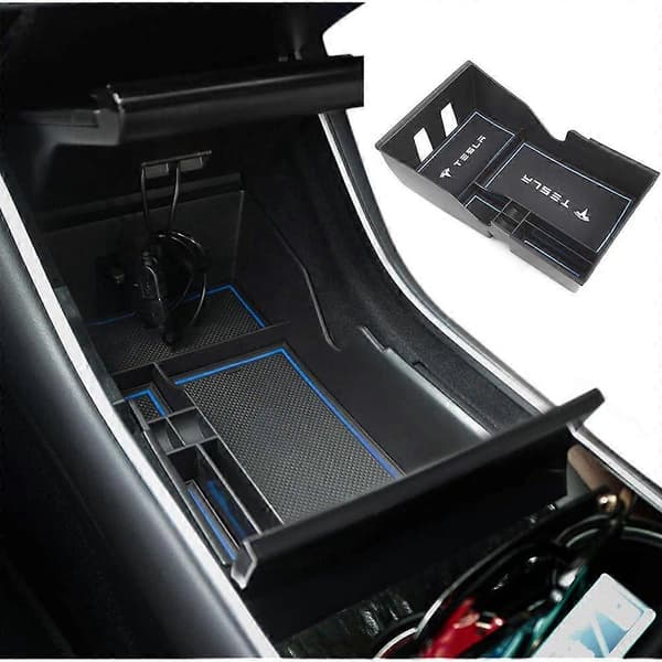 Silikon Senterkonsoll Organizer Etui med Myntkort Solbrilleboks Armlene Oppbevaringsholder for Tesla Model 3