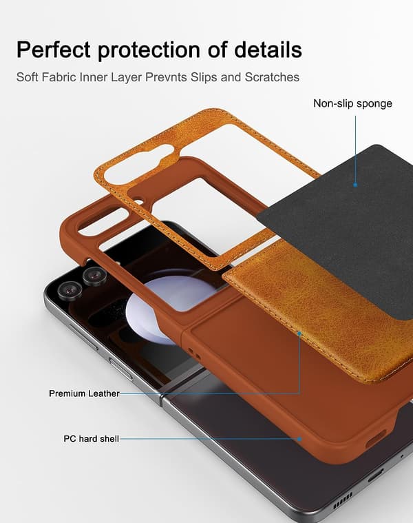 Smartphone-etui til Samsung Galaxy Z Flip 5, læderetui