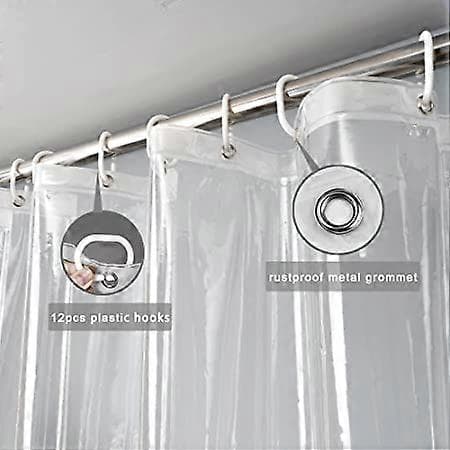 Klar Extra Lång Duschdraperifodring 180*180cm, Kraftig Vattentät Transparent Klar Badrums Duschdraperifodring.