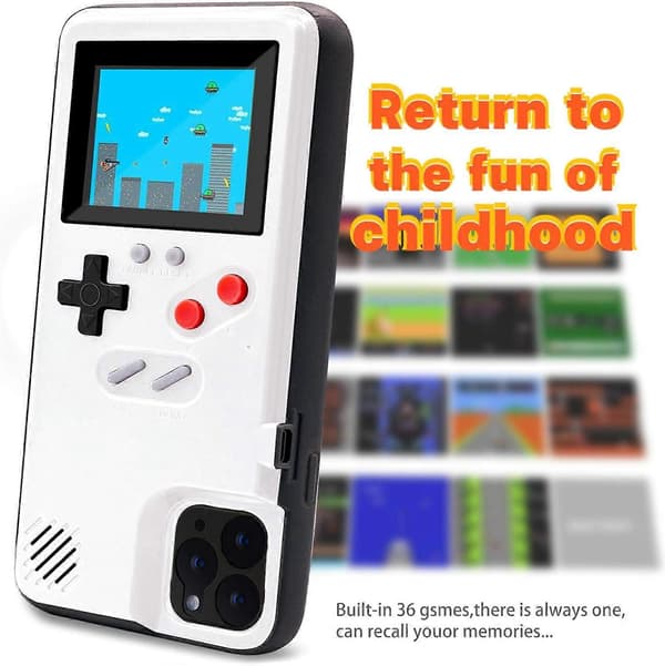 (Vit) För iPhone Gaming Fodral, Baksidesdrivet Skyddsfodral med Små Spel