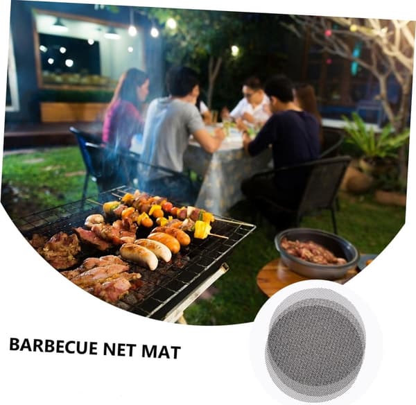 Grillmåtte Varmebestandigt Grillnet Til Camping Og Grill 40 cm Diameter Sort PTFE Belægning 3 Stk.