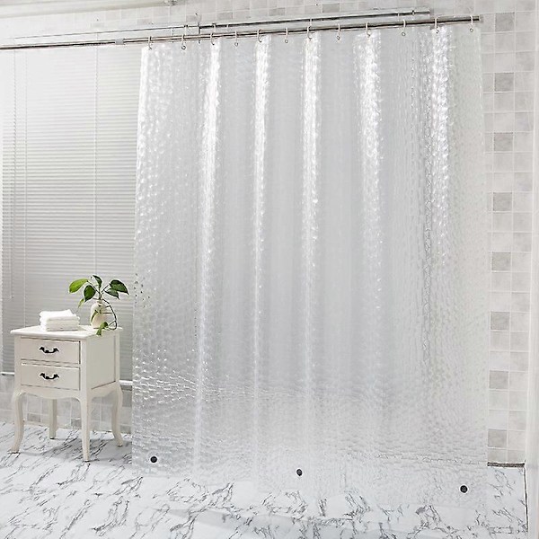 Antimugg Dusjforheng 180 x 200 cm Halvgjennomsiktig EVA Badeforheng Vanntett Vaskbart 3D Badeforheng med 12 Ringer Baderomsforheng PVC-fritt