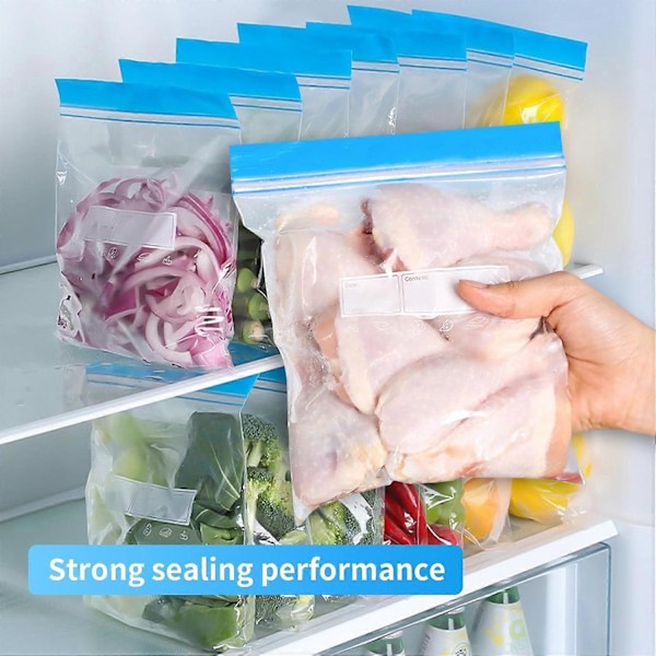 Ziplock-påsar, 3 storlekar återanvändbara fryspåsar, matförvaringspåsar för snacks, frukt, kött, grönsaker, spannmål (70 st.)