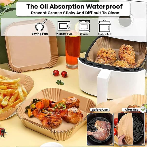 Airfryer liners engangs firkantede airfryer papir liners 100 stk.