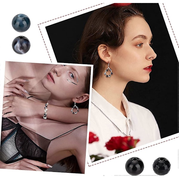 24 Farver 8mm Runde Glasperler, 720 stk. Sorte Hvide Armbåndsperler Bulk Marmor Løse Perler Afstandsstykker til Armbånd Ørering Halskæde Smykkefremstilling Hallowe