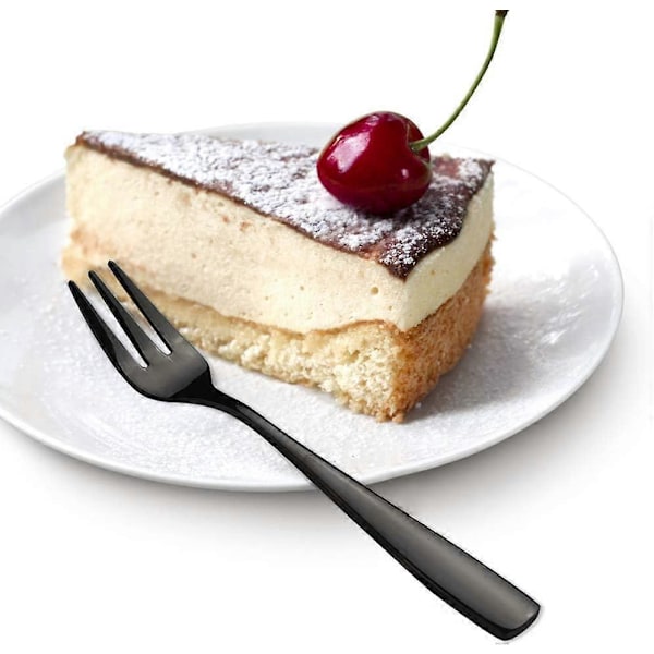 16 Deler Rustfritt Stål 3-Tindet Svart Dessertgaffel for Appetittvekkere