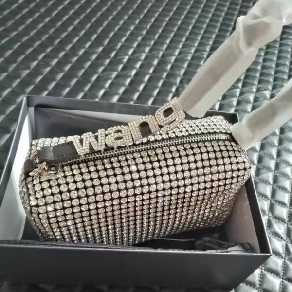 Alexander Wang Kvinnor Clutch Bag Glittrande Diamond Handväska grön