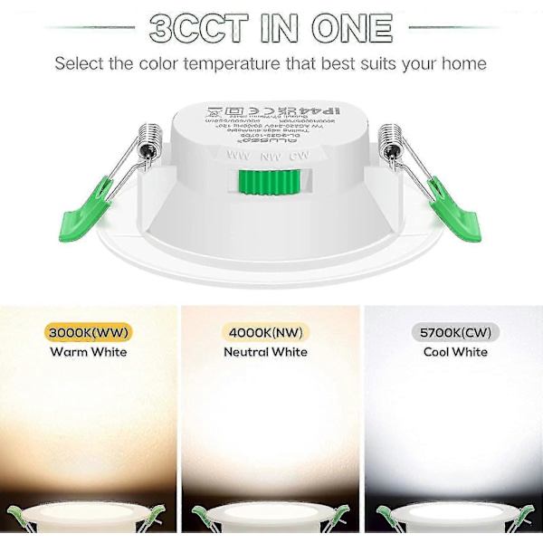 12 stk. 7W hvit LED downlight innfelte taklamper, slanke spotter