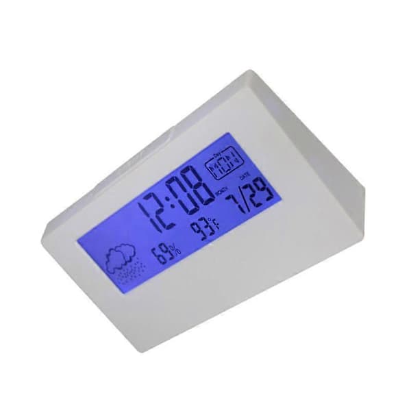 Student LCD Väderdisplay Bordsklocka Temperatur Luftfuktighet Snooze Alarm Multifunktionell Elektronisk Klocka (Vit)