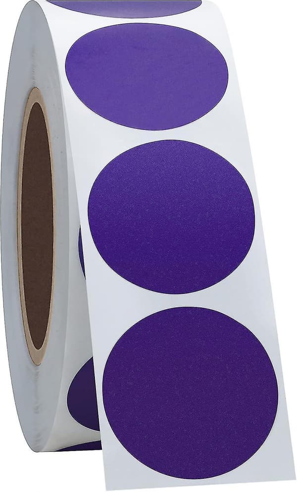 1 000 itseliimautuvaa pyöreää luonnonpaperitarraa, violetti 2,5 cm-yu