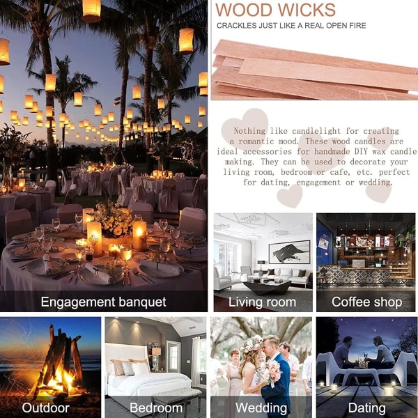 25PCS Wood Wicks for Making Candles Kit