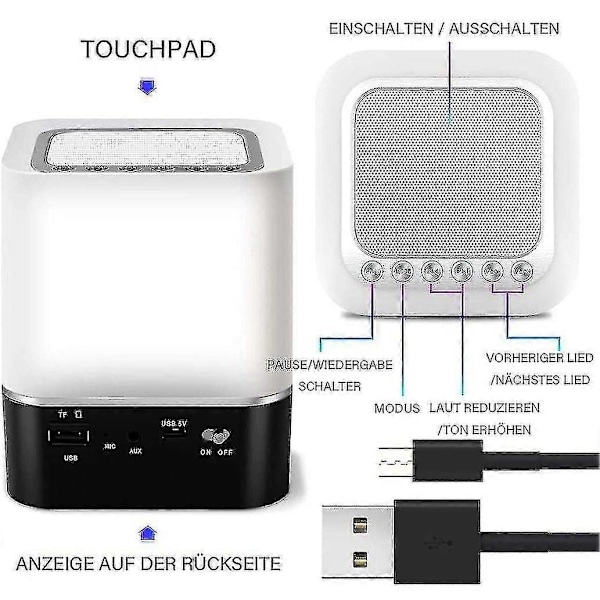 Bluetooth Højttaler Vækkeur 5 i 1 LED Touch Dæmpbar Vækkeur Digital MP3 Afspiller Højttaler