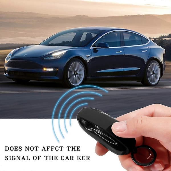 Sæt med 2 silikone beskyttelsescovers til Tesla Model S nøgler med nøglering til Tesla Model S Sort + rød