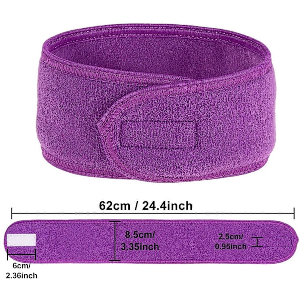 Hårband 4-pack Stretch Handduk för Bad, Smink och Sport (Lila)