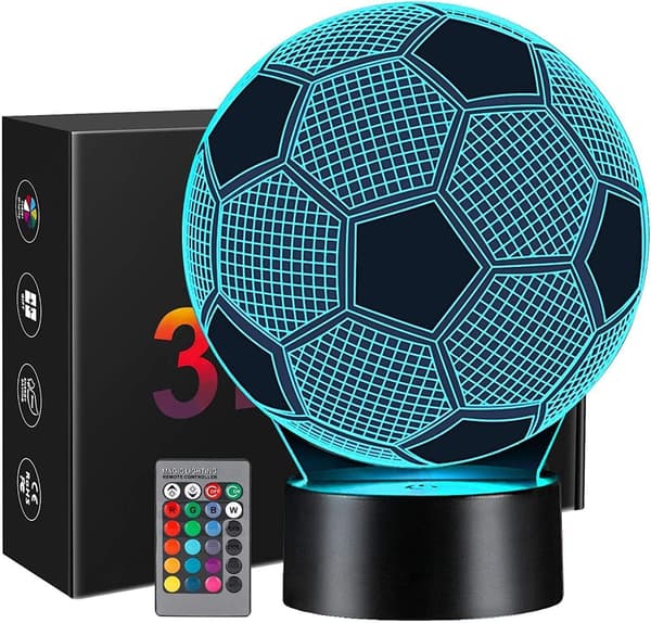 LED nattlys 16 farger 3D fotballgave LED integrert