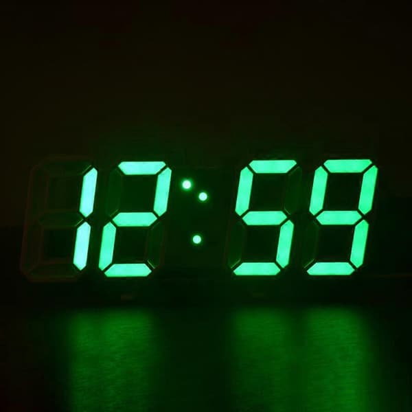 Rosa Färg 3D LED Väggklocka, Modern Digital Väckarklocka med 24 eller 12 Timmar Visning
