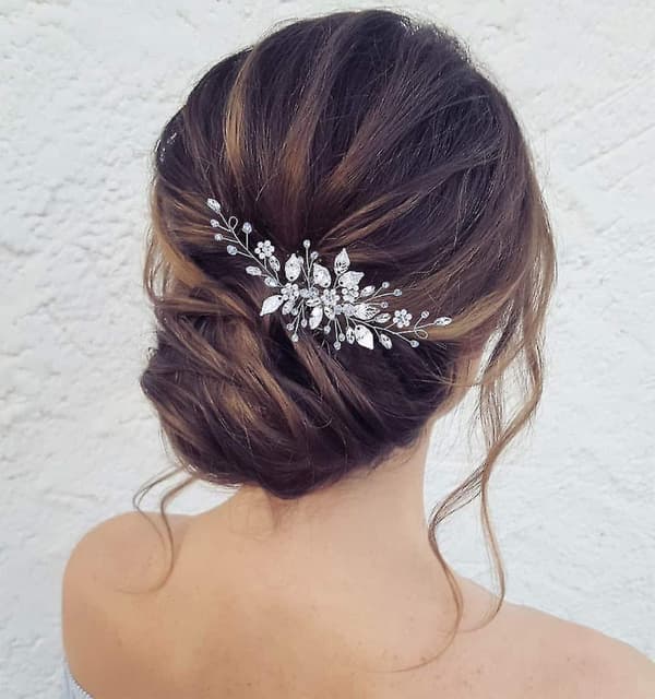 Bladbrudebryllupshårkam Rhinestone Perle Brudehårstykker Blomsterbryllupshodeplagg