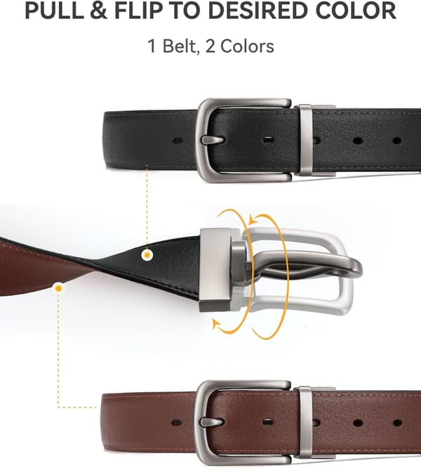 CHAOREN Vendbart Belte Menn 1 Stykke - 1,25\" Skinn Kjolebelte - Klipp til for Elegant Stil