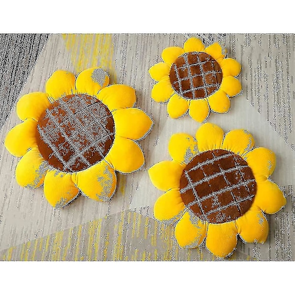 15.75 tommers 3D blomstergulvpute setepute matte og solsikkeformede dekorative plysjputeputer