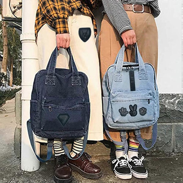 20 stk. broderi stryke-på-lapper, svart merke broderi lapp applikasjoner sy-på-lapper stryke-på-overføringer dekaler for T-skjorte, jeans, klær, Ha
