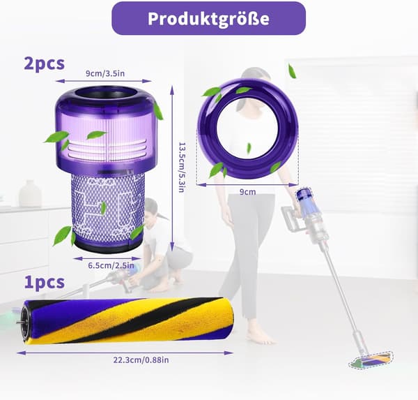 V12-suodatin Dysonille, sisältää 1 vaihtoharjan ja 2 vaihtosuodatinta