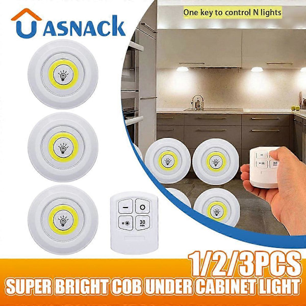 3W Superstark Skåplampa LED Trådlös Fjärrkontroll Justerbar Garderob Nattlampa för Sovrum Kök Nattlampa