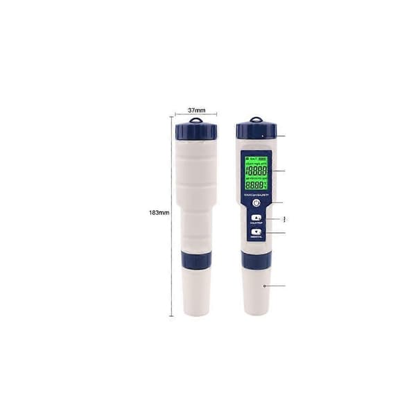5-i-1 Multi-Parameter Vattenkvalitetstestare pH-mätare EC TDS VATTENTEST Penna Multi-funktion Vattenkvalitetstestpenna