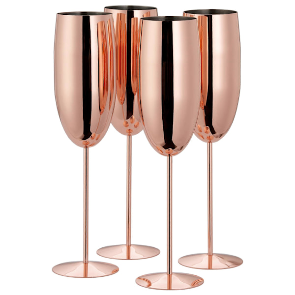 Sett med 4 Rosegull Champagneglass (296ml) Rustfritt Stål for Mimosas og Feiringer