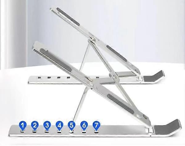 Silver Laptopställ, 7 Vinkeljusterbart Laptopställ, Ventilerat Aluminiumkylställ för 9-15.6'' Laptop Tablet