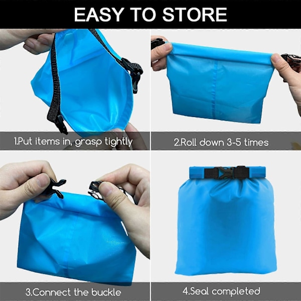 Vandtæt Dry Bag Sæt, 6 stk., Letvægts Kano Tasker med Vandtæt Taske til Kajak, Rafting, Sejlads, Vandring, Camping, Rejse Backpacking