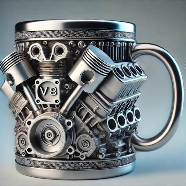 (V8) Rostfri mugg, V8/V6 motorer design rostfri kopp, roliga tåliga stilrena kaffekoppar, lämplig som present till pojkvän eller pappa