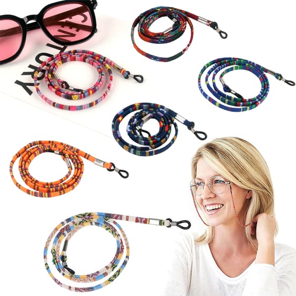 6-delt Boho Brillerem Farverig Solbrillekæde Dame Brillesnor