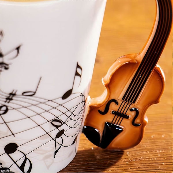 Kreativ Musikk Krus Fiolin Stil Gitar Keramisk Krus Kaffe Te Melk Kopp med Håndtak Kaffekrus Nyhetsgaver (fiolin)