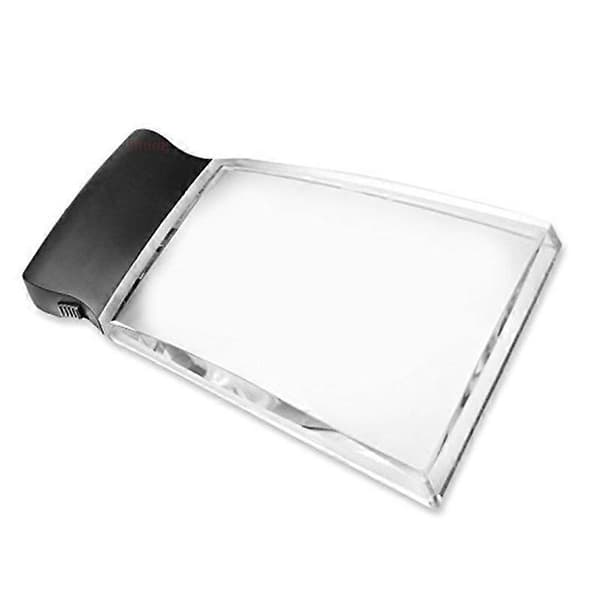 2X Rektangulær Belyst Leseforstørrer - Stor LED Forstørrelsesglass for Lesing - 58 x 102 mm Forvrengningsfrie Linser for Synshemmede