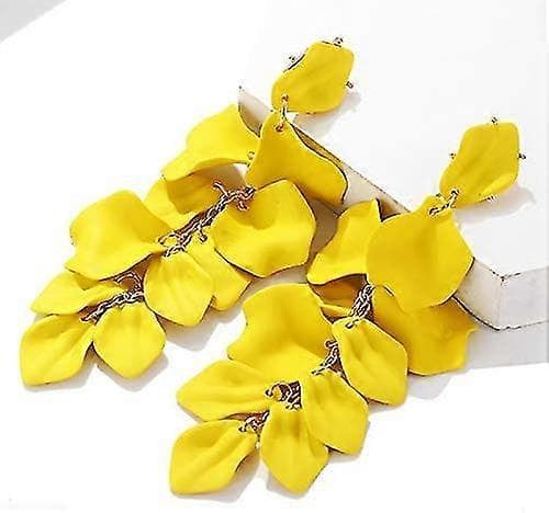 (Gul) Akryl Roseblad Øreringe Dingle Overdrevne Blomsterøreringe Drop Blomsterkvast Øreringe Yellow